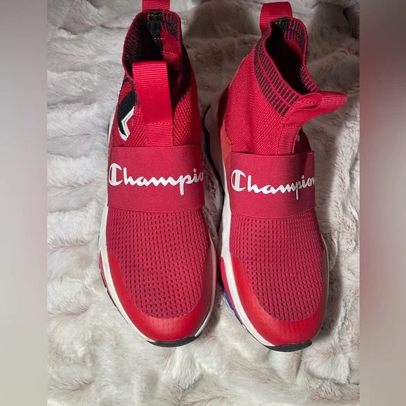 Champion Shoes Youth Rally Pro Low Top Sneakers White Red, White